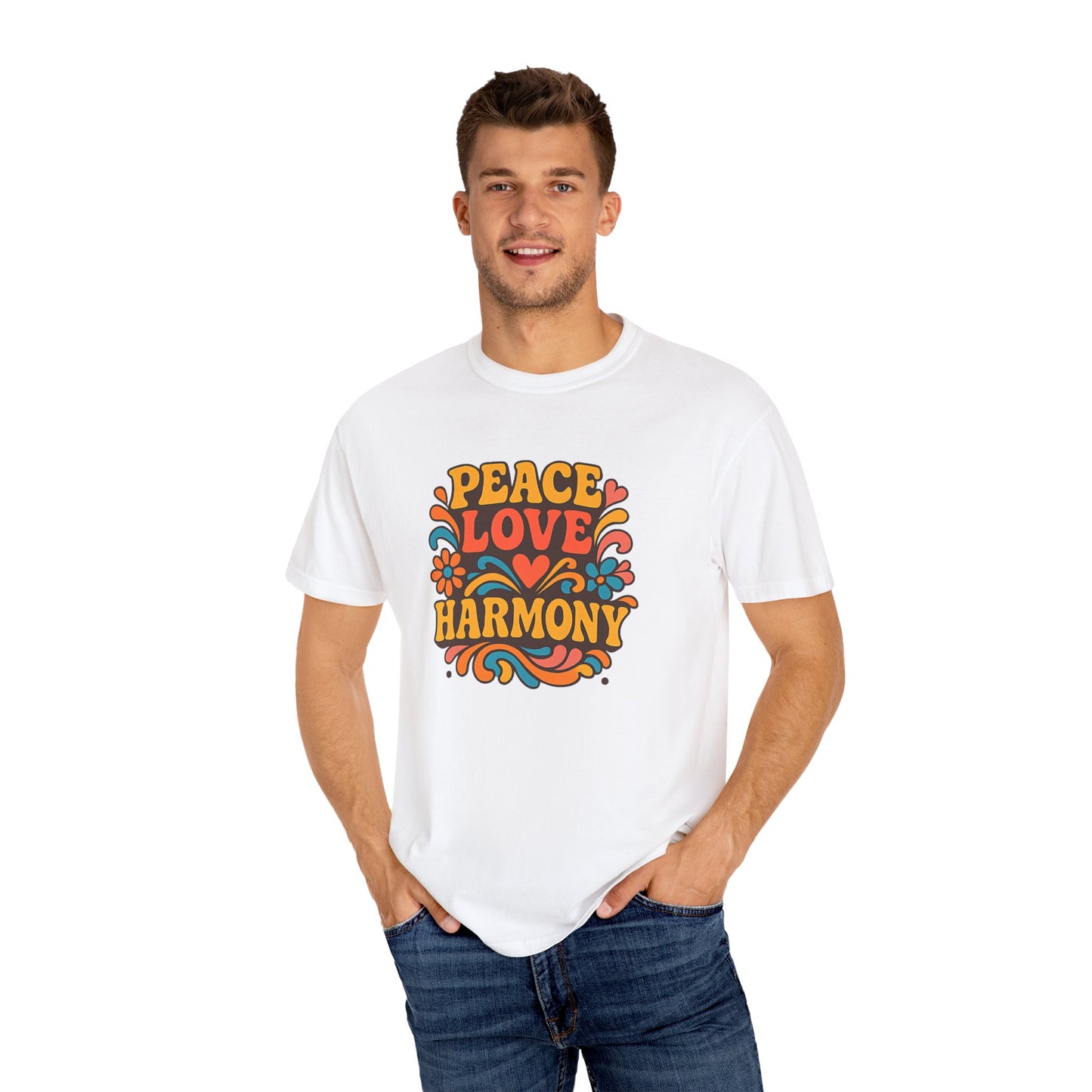 Bohemian Peace Love Harmony T-Shirt, Retro Graphic Tee for Festivals, Casual Wear, Gift for Hippie Lovers, Everyday Comfort, Unisex Style