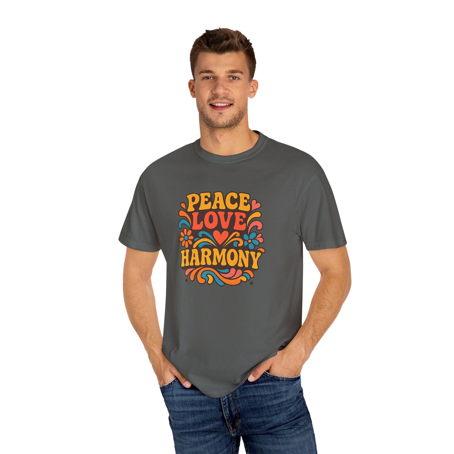 Bohemian Peace Love Harmony T-Shirt, Retro Graphic Tee for Festivals, Casual Wear, Gift for Hippie Lovers, Everyday Comfort, Unisex Style