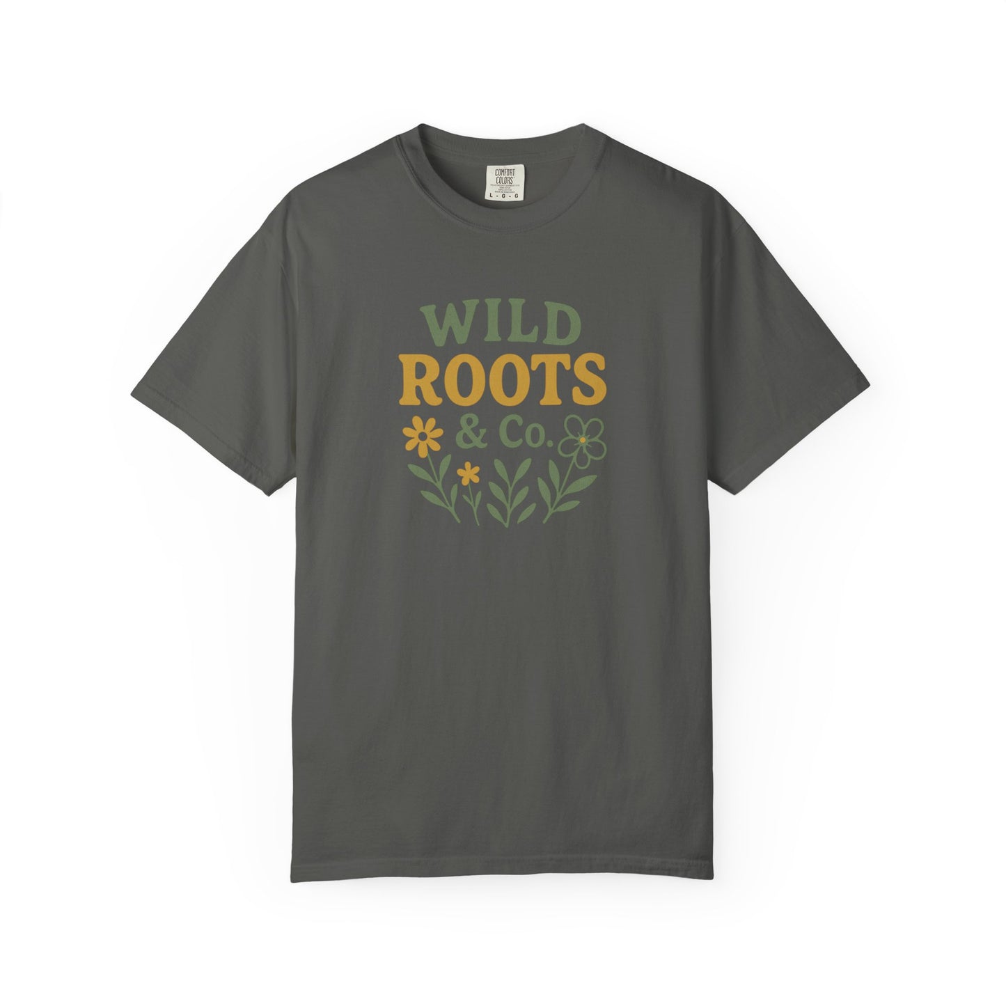 Wild Roots Co. Unisex Garment-Dyed T-shirt | Nature Lover Tee, Casual Wear, Gift for Gardeners, Earth Day Shirt, Boho Style Top