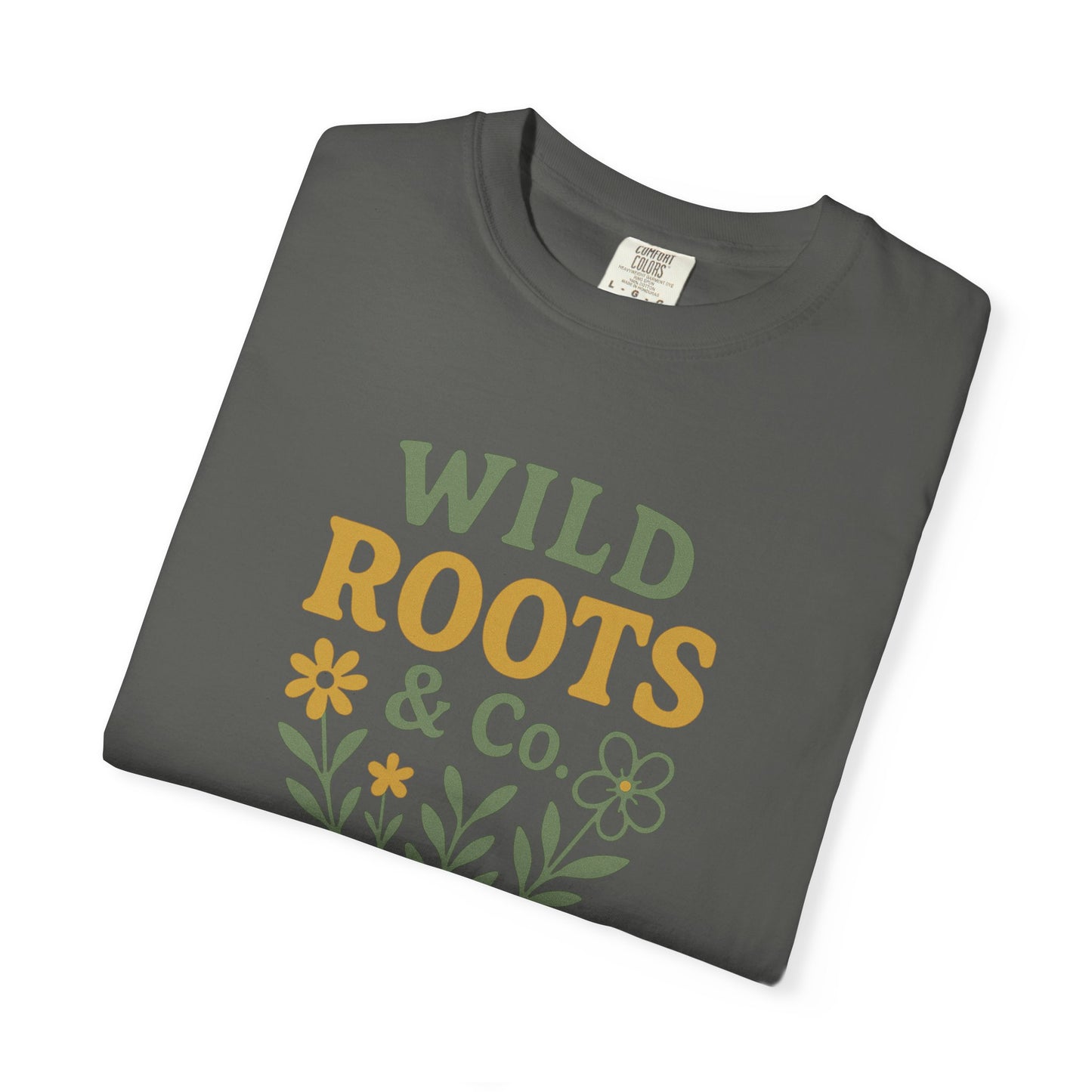Wild Roots Co. Unisex Garment-Dyed T-shirt | Nature Lover Tee, Casual Wear, Gift for Gardeners, Earth Day Shirt, Boho Style Top