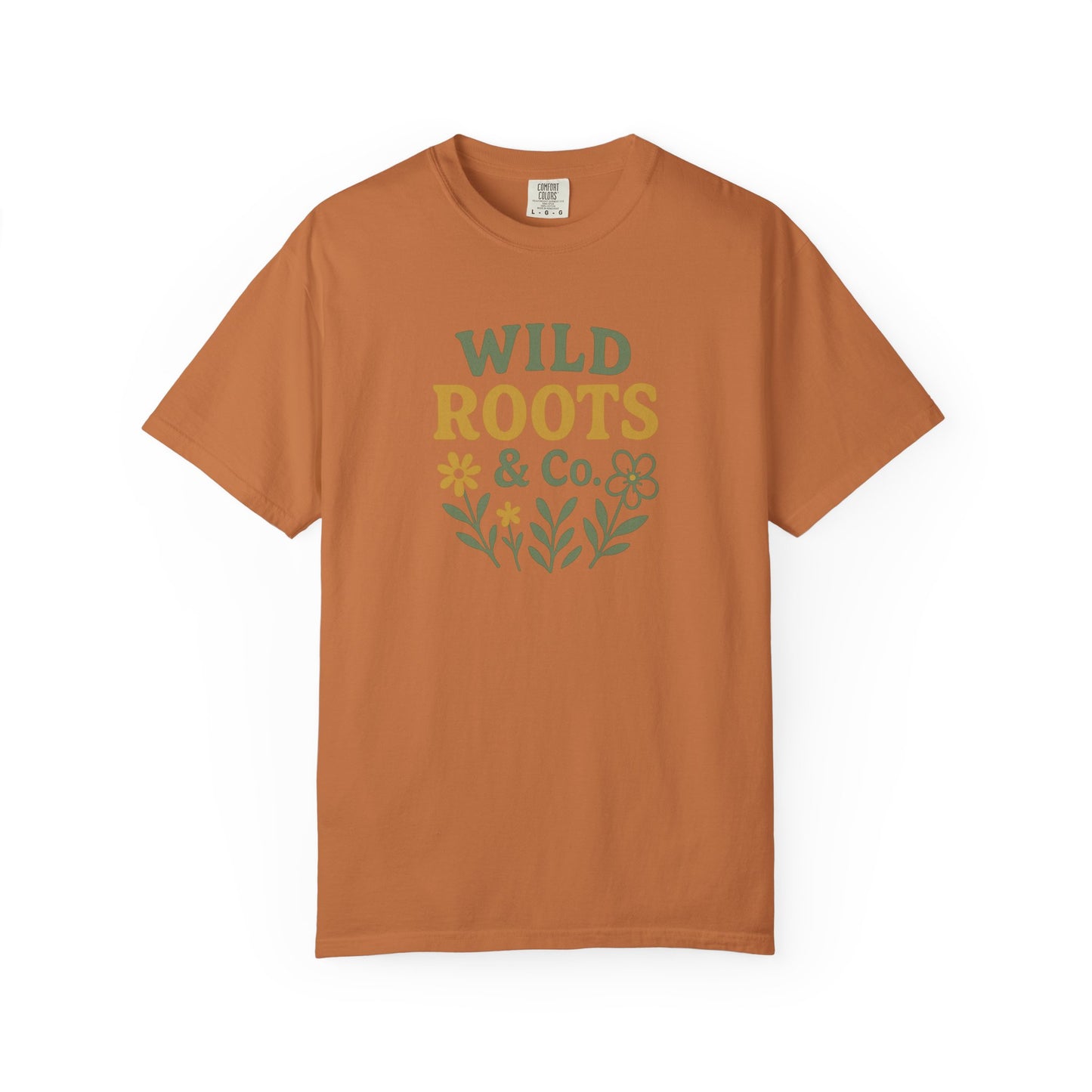 Wild Roots Co. Unisex Garment-Dyed T-shirt | Nature Lover Tee, Casual Wear, Gift for Gardeners, Earth Day Shirt, Boho Style Top