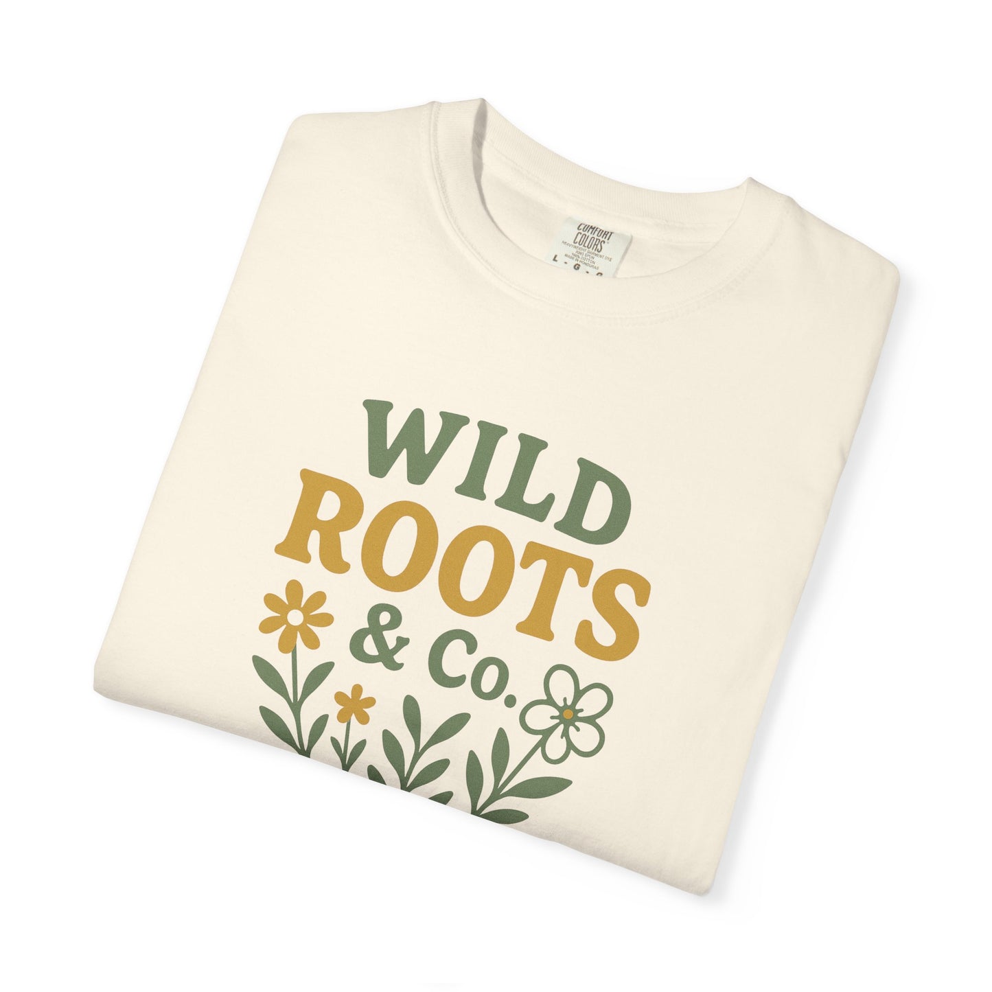 Wild Roots Co. Unisex Garment-Dyed T-shirt | Nature Lover Tee, Casual Wear, Gift for Gardeners, Earth Day Shirt, Boho Style Top
