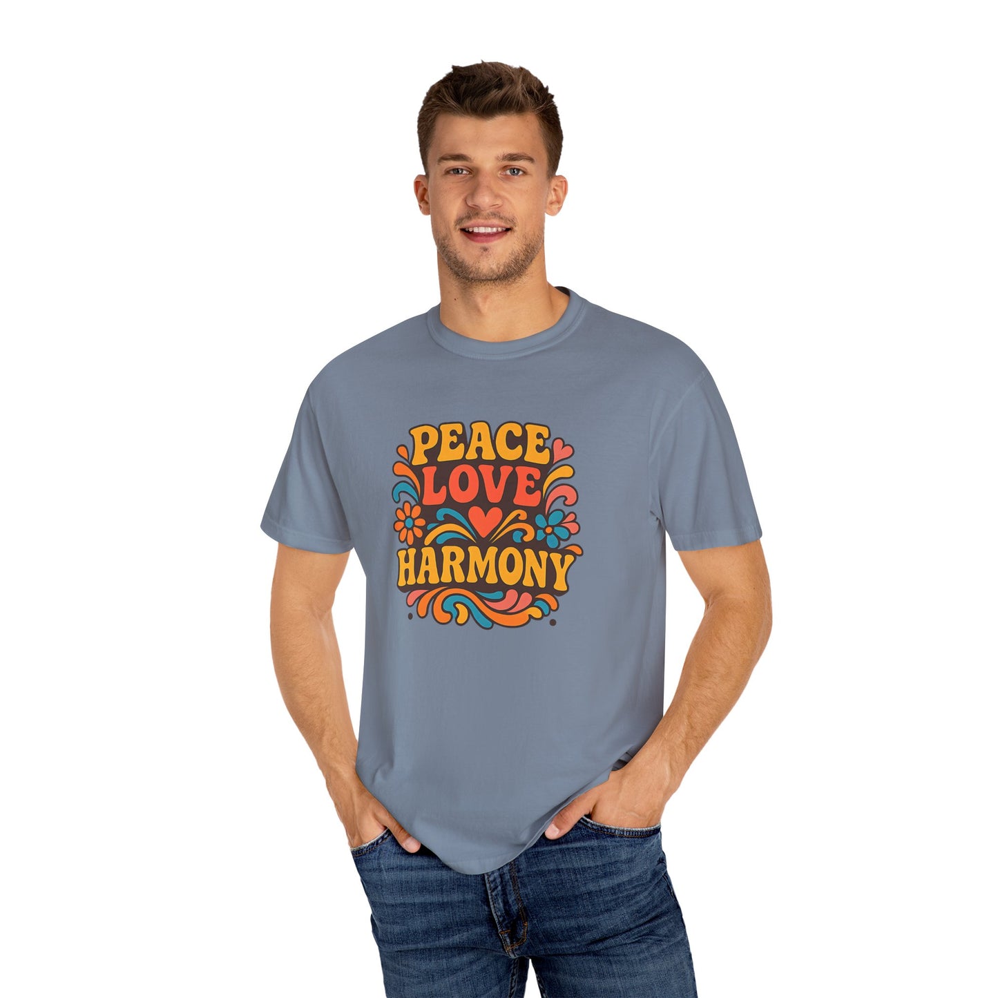 Bohemian Peace Love Harmony T-Shirt, Retro Graphic Tee for Festivals, Casual Wear, Gift for Hippie Lovers, Everyday Comfort, Unisex Style