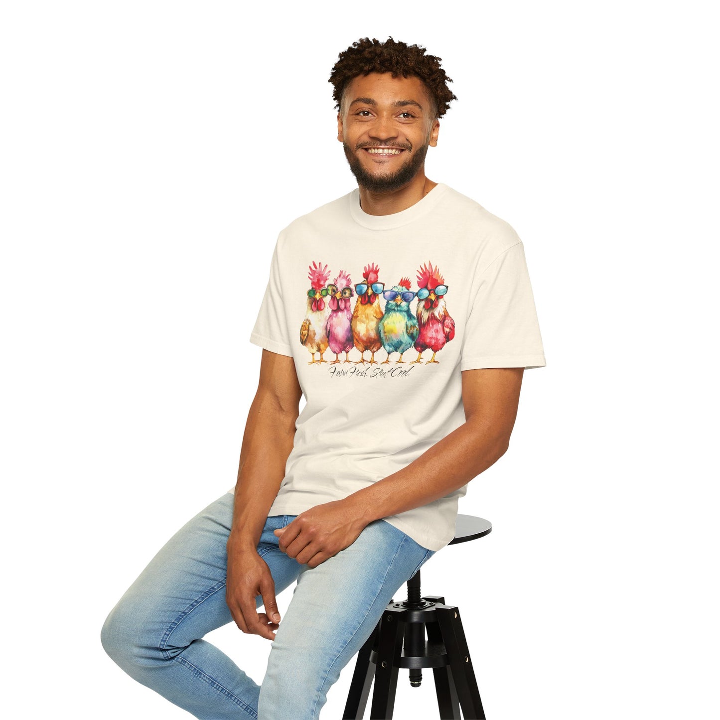 Colorful Chicken Crew T-Shirt — 'Farm Fresh. Street Cool' Graphic Tee