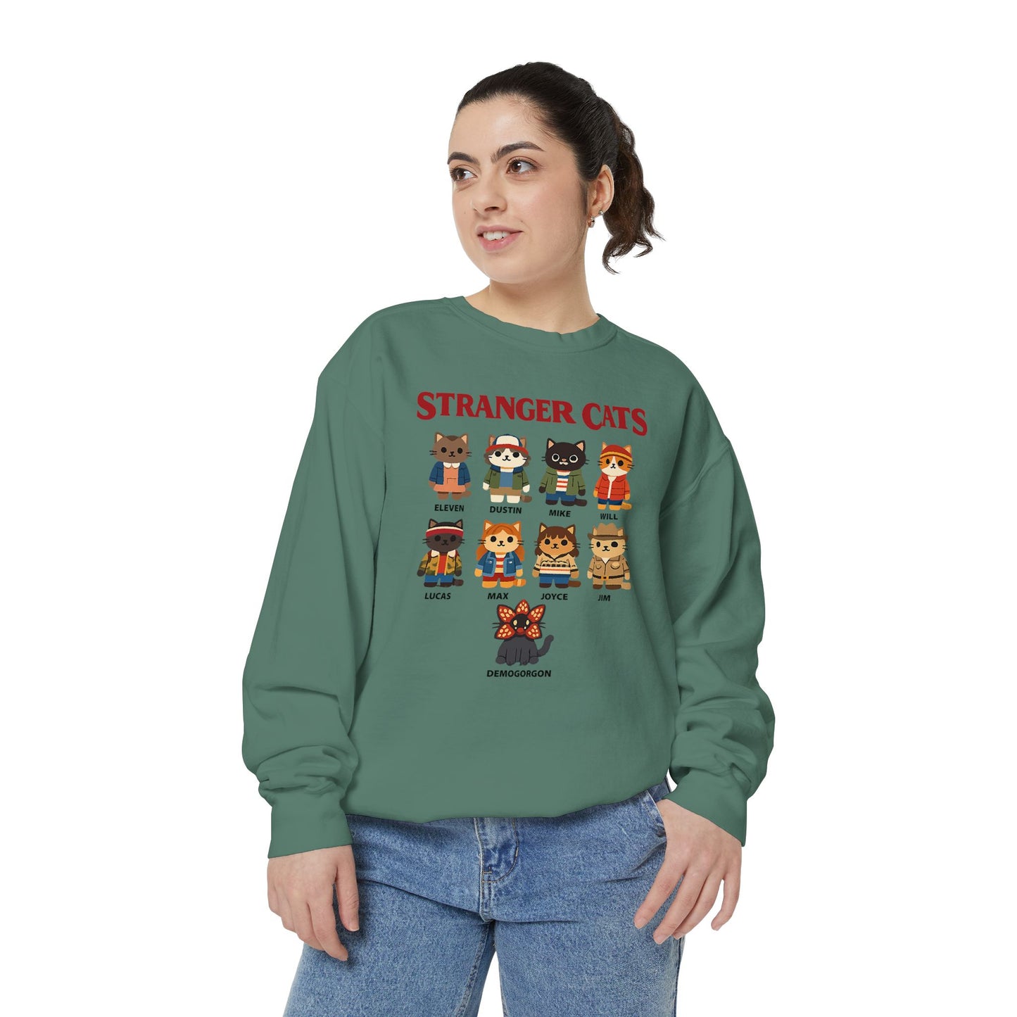 Stranger Cats Sweatshirt — Cute Retro Horror Movie Kitten Crewneck