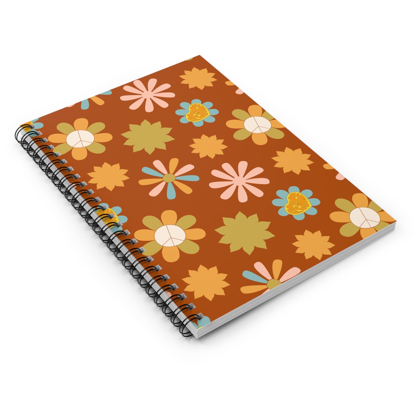 Retro Floral Spiral Notebook — Ruled Journal for School, Work & Fall Notes
