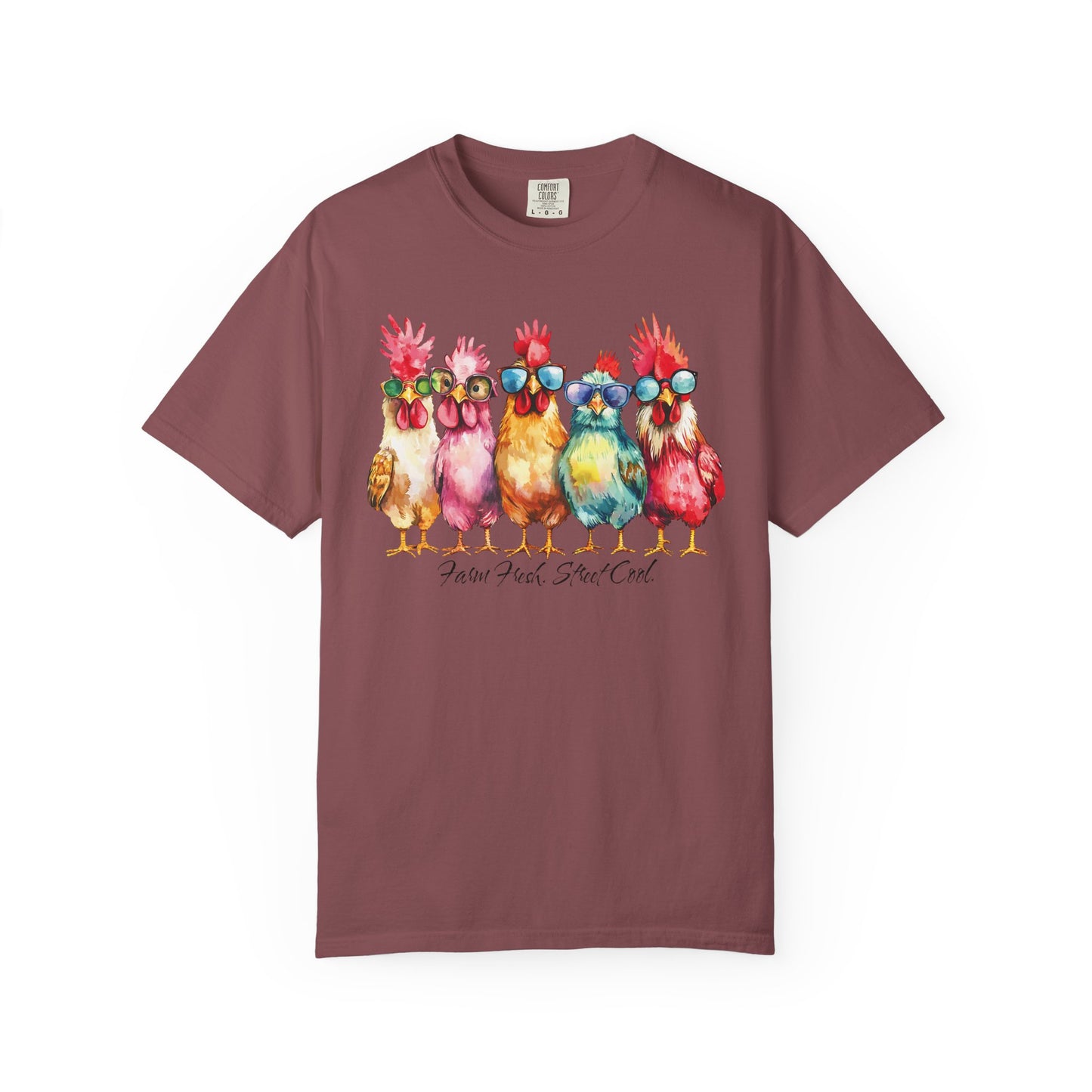 Colorful Chicken Crew T-Shirt — 'Farm Fresh. Street Cool' Graphic Tee