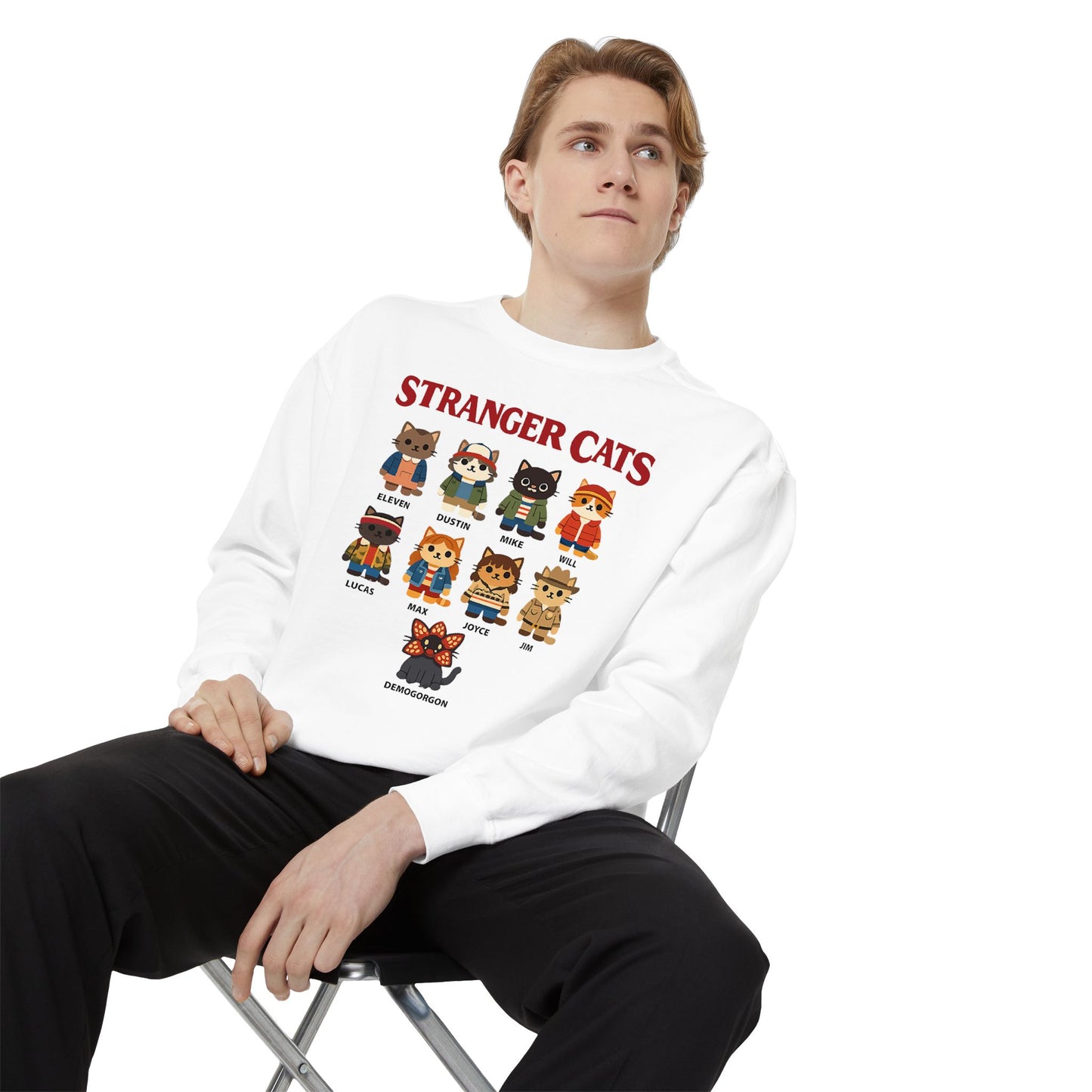 Stranger Cats Sweatshirt — Cute Retro Horror Movie Kitten Crewneck