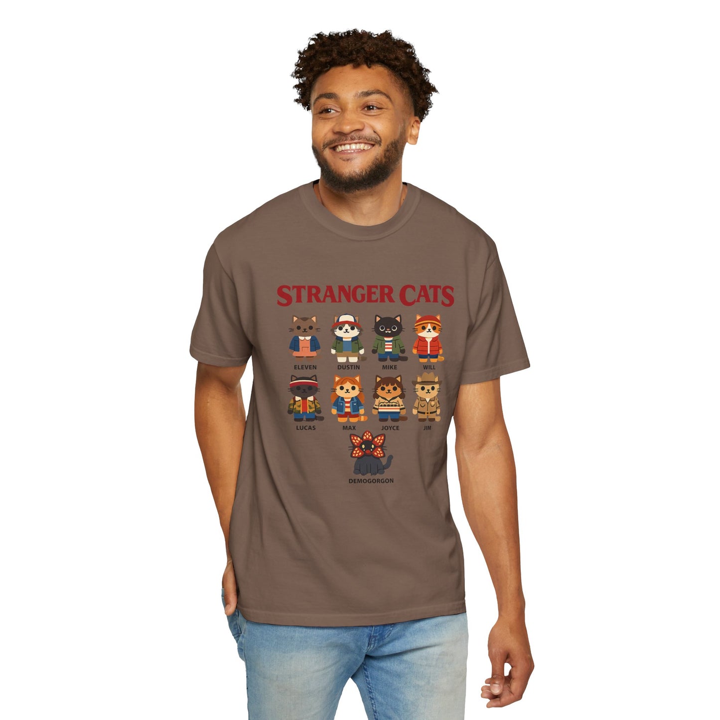 Stranger Cats T-Shirt — Cute Retro TV Character Cat Mashup Tee