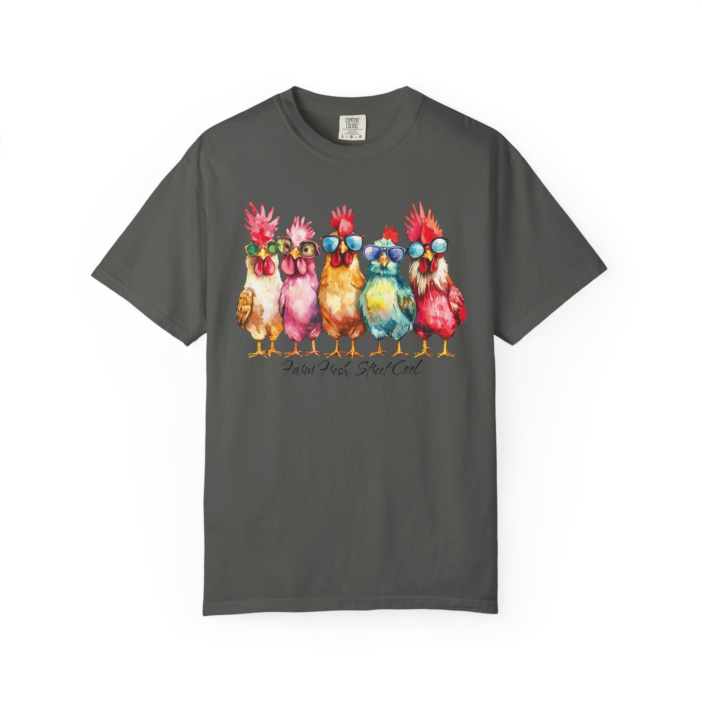 Colorful Chicken Crew T-Shirt — 'Farm Fresh. Street Cool' Graphic Tee