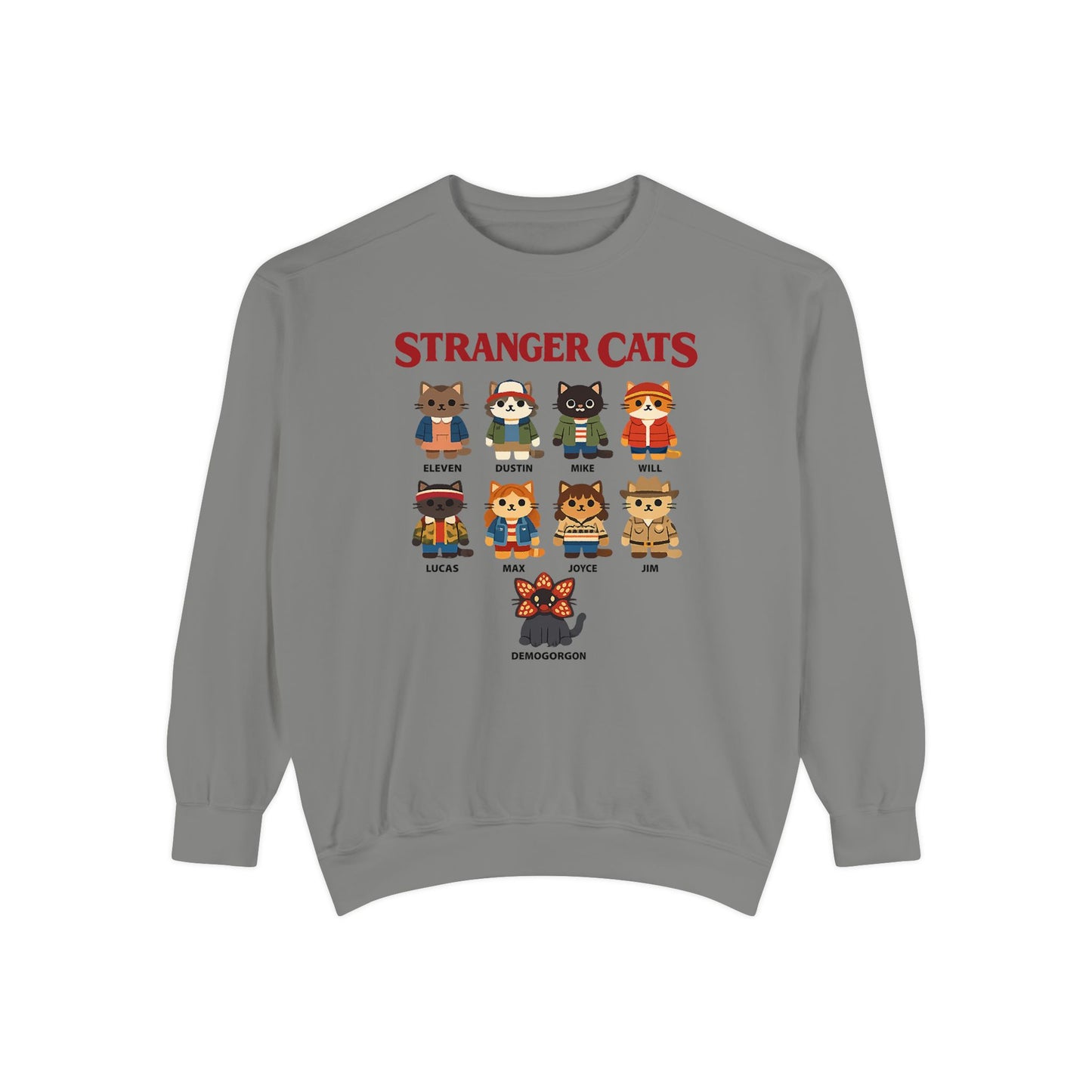 Stranger Cats Sweatshirt — Cute Retro Horror Movie Kitten Crewneck