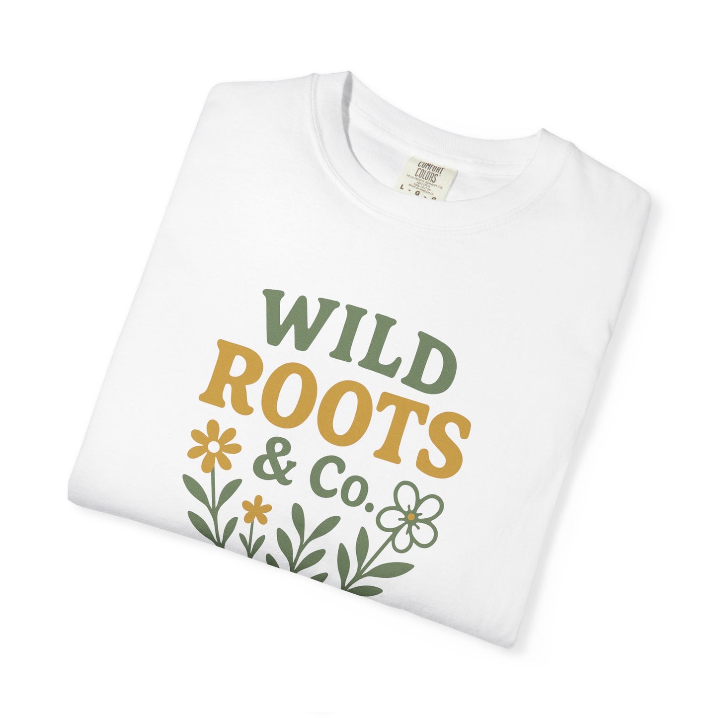 Wild Roots Co. Unisex Garment-Dyed T-shirt | Nature Lover Tee, Casual Wear, Gift for Gardeners, Earth Day Shirt, Boho Style Top