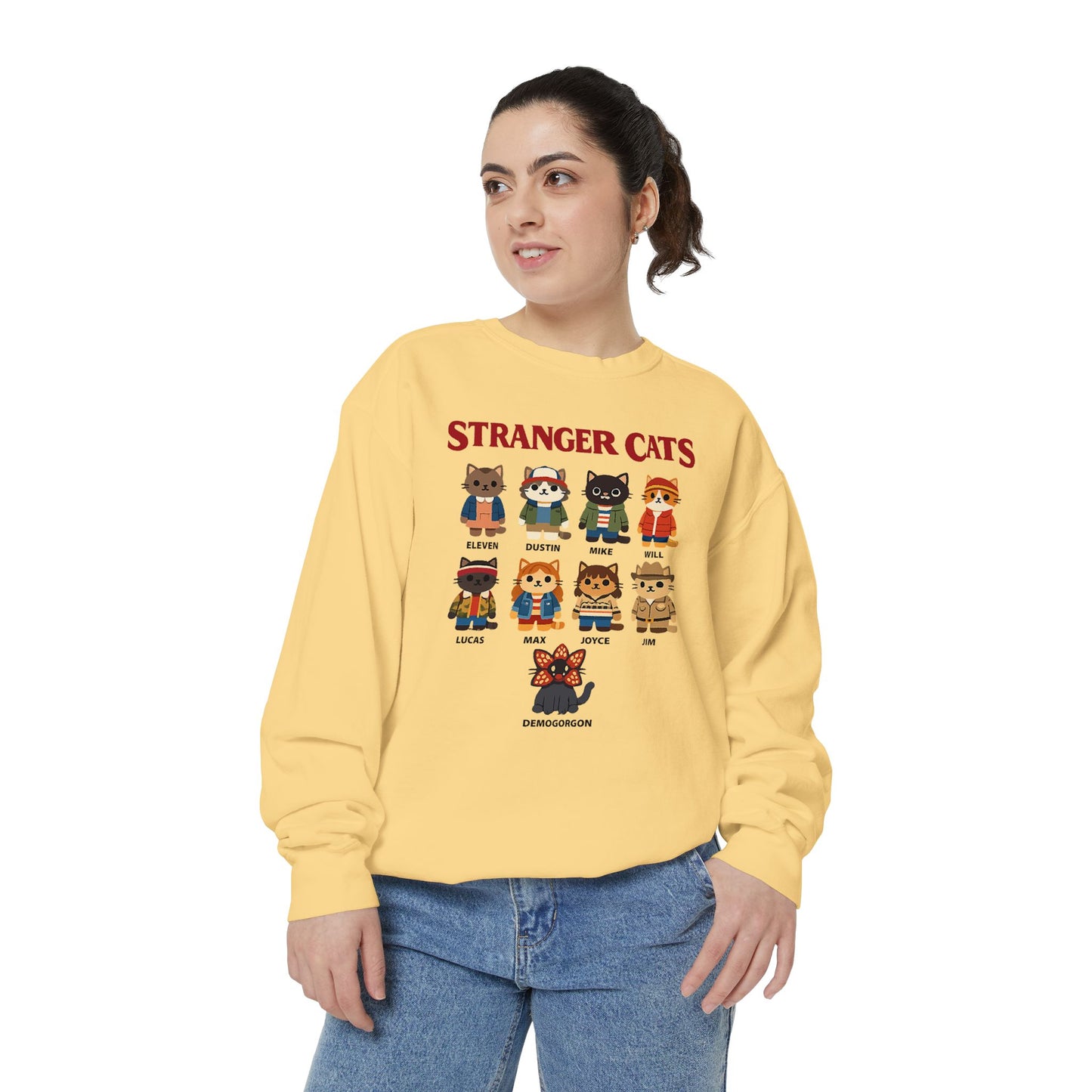 Stranger Cats Sweatshirt — Cute Retro Horror Movie Kitten Crewneck