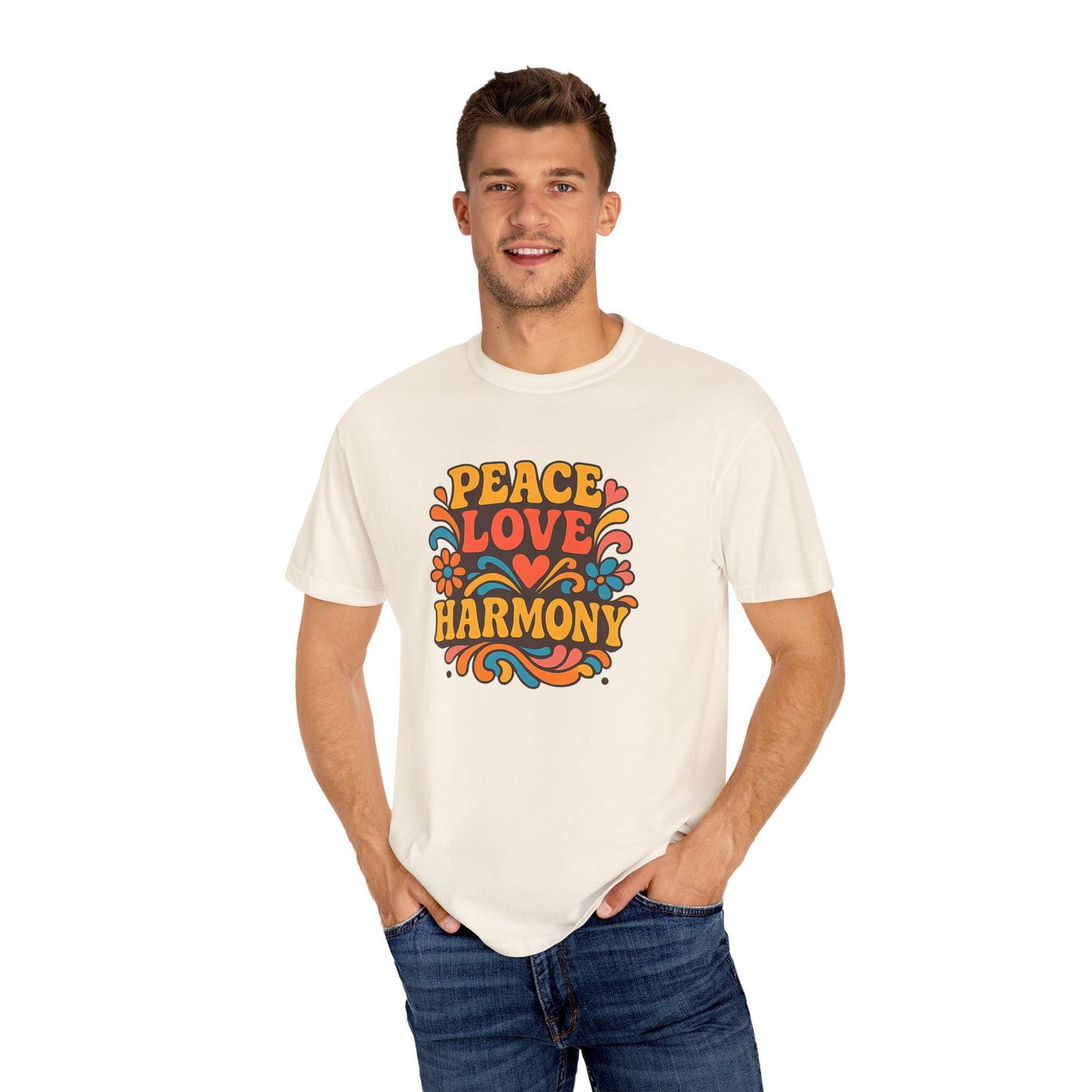 Bohemian Peace Love Harmony T-Shirt, Retro Graphic Tee for Festivals, Casual Wear, Gift for Hippie Lovers, Everyday Comfort, Unisex Style