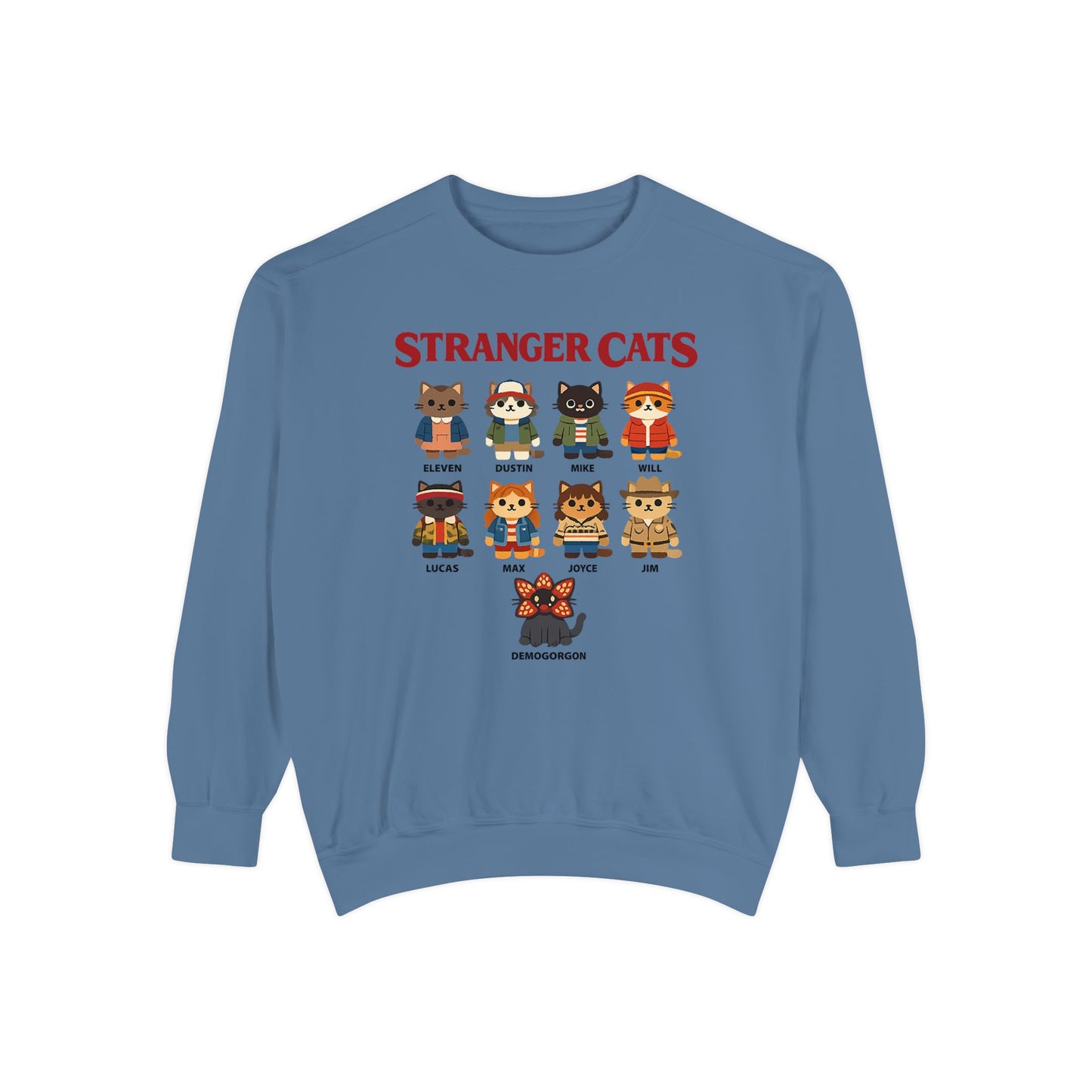Stranger Cats Sweatshirt — Cute Retro Horror Movie Kitten Crewneck
