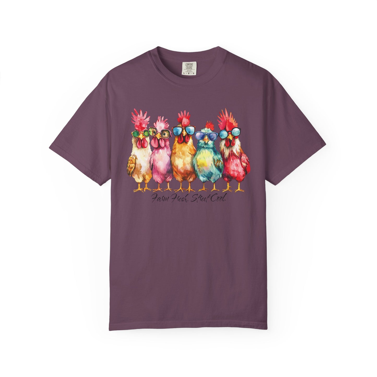 Colorful Chicken Crew T-Shirt — 'Farm Fresh. Street Cool' Graphic Tee