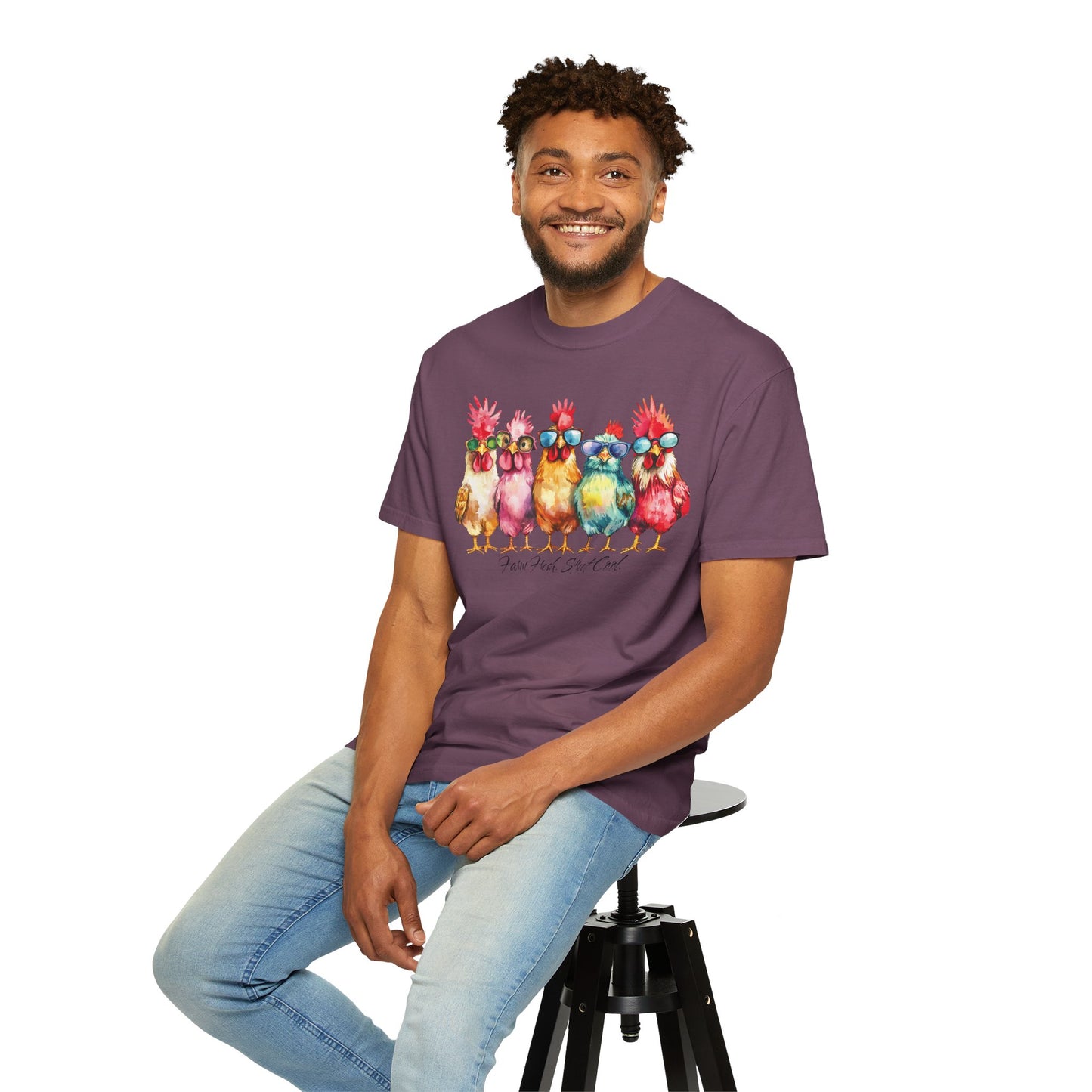 Colorful Chicken Crew T-Shirt — 'Farm Fresh. Street Cool' Graphic Tee