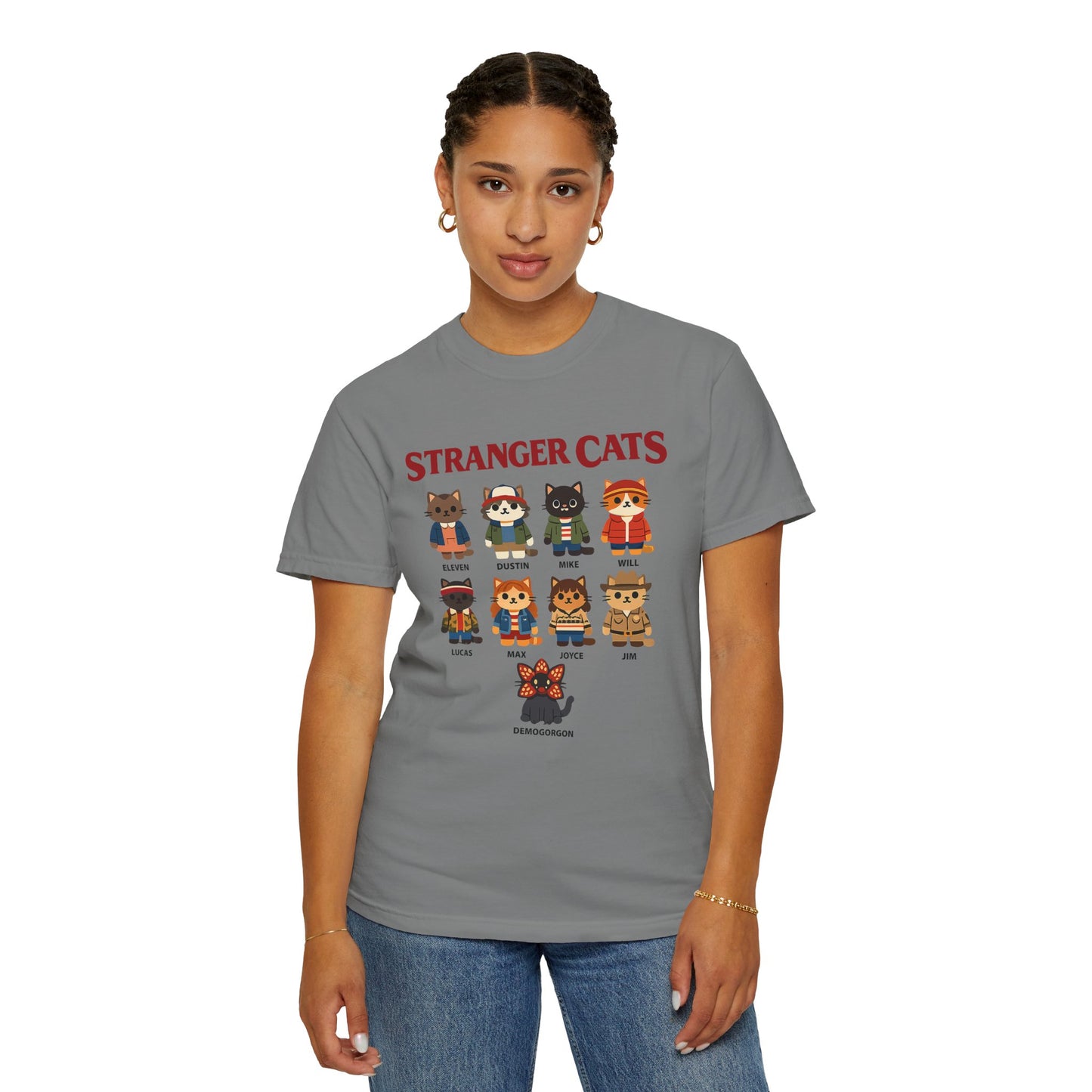 Stranger Cats T-Shirt — Cute Retro TV Character Cat Mashup Tee