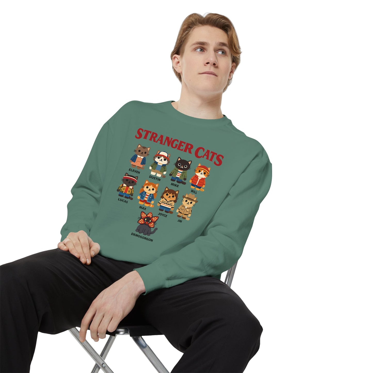 Stranger Cats Sweatshirt — Cute Retro Horror Movie Kitten Crewneck