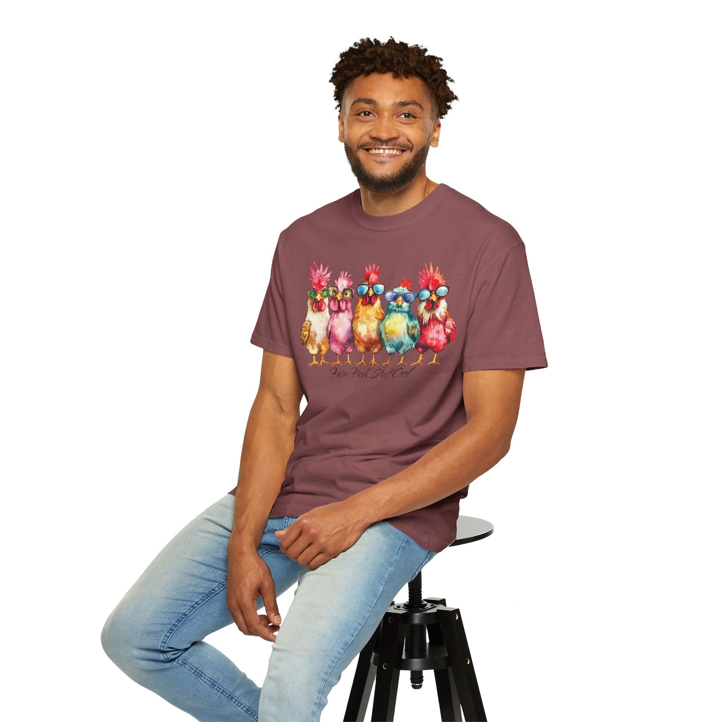 Colorful Chicken Crew T-Shirt — 'Farm Fresh. Street Cool' Graphic Tee