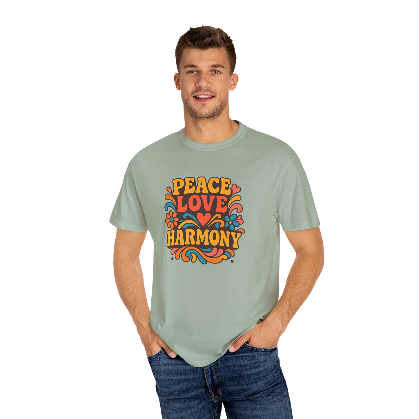 Bohemian Peace Love Harmony T-Shirt, Retro Graphic Tee for Festivals, Casual Wear, Gift for Hippie Lovers, Everyday Comfort, Unisex Style