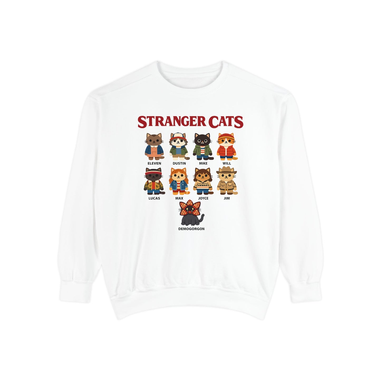 Stranger Cats Sweatshirt — Cute Retro Horror Movie Kitten Crewneck