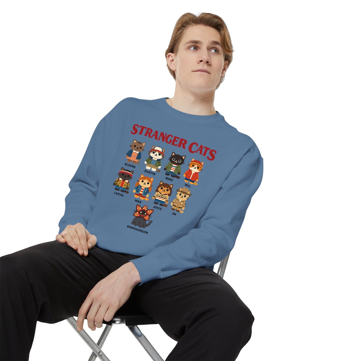 Stranger Cats Sweatshirt — Cute Retro Horror Movie Kitten Crewneck