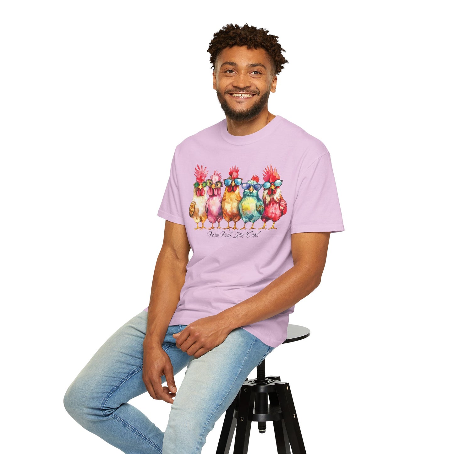 Colorful Chicken Crew T-Shirt — 'Farm Fresh. Street Cool' Graphic Tee
