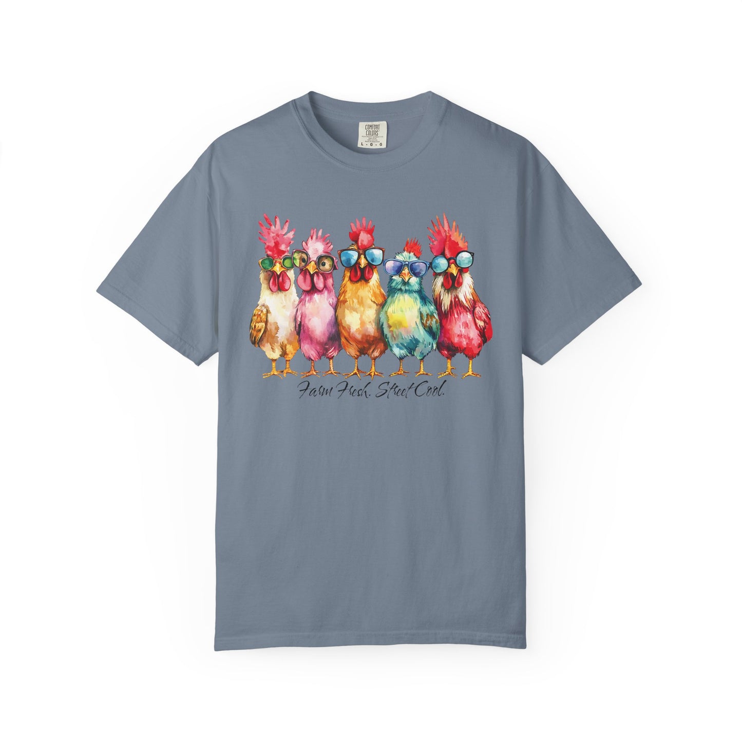 Colorful Chicken Crew T-Shirt — 'Farm Fresh. Street Cool' Graphic Tee