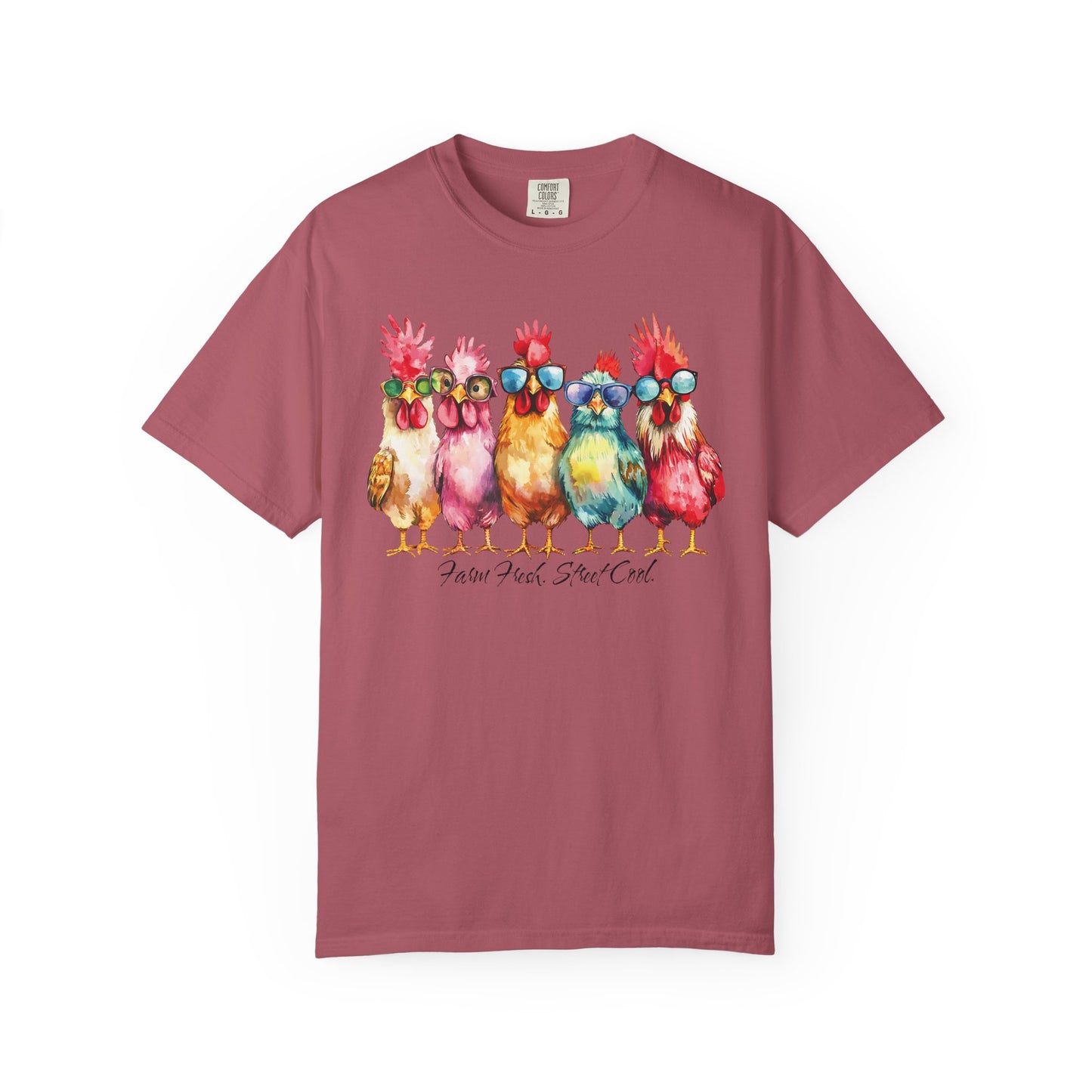 Colorful Chicken Crew T-Shirt — 'Farm Fresh. Street Cool' Graphic Tee