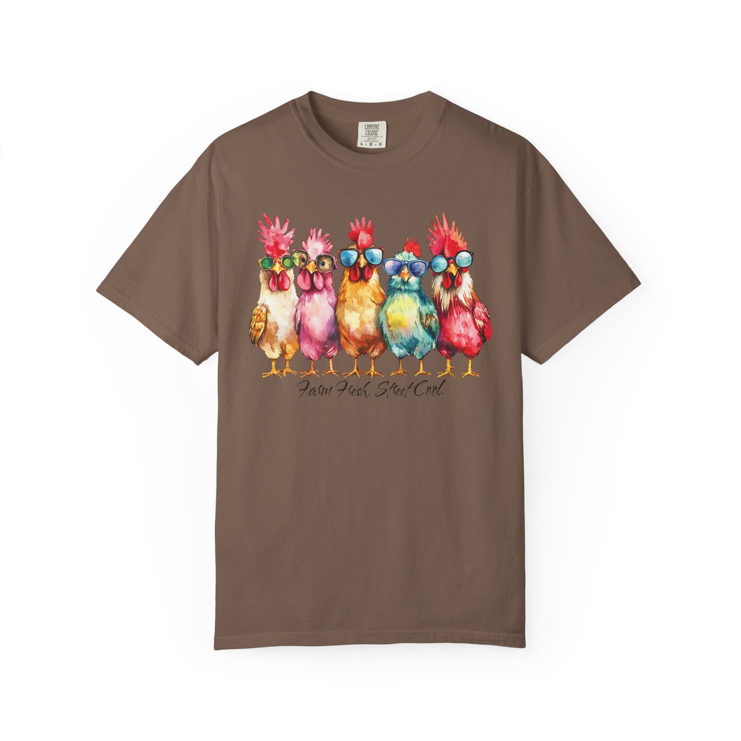 Colorful Chicken Crew T-Shirt — 'Farm Fresh. Street Cool' Graphic Tee
