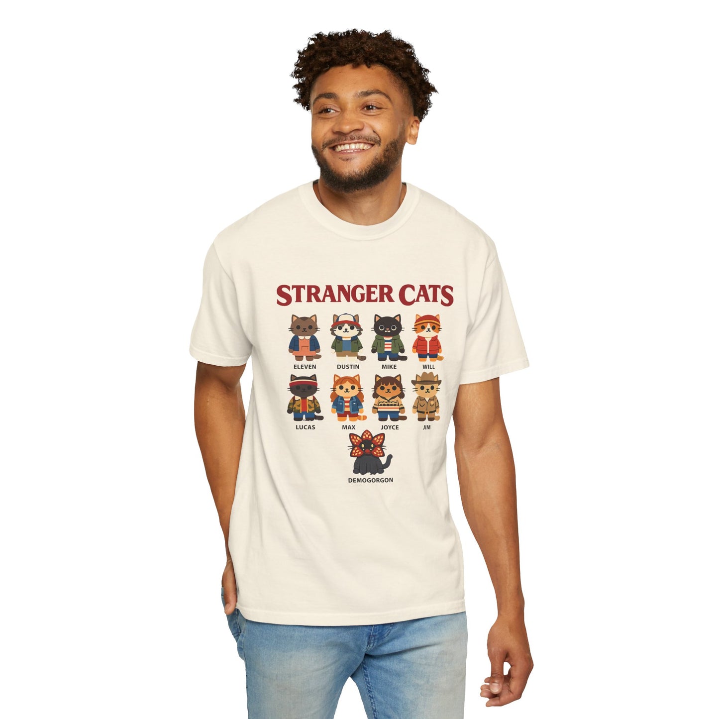 Stranger Cats T-Shirt — Cute Retro TV Character Cat Mashup Tee