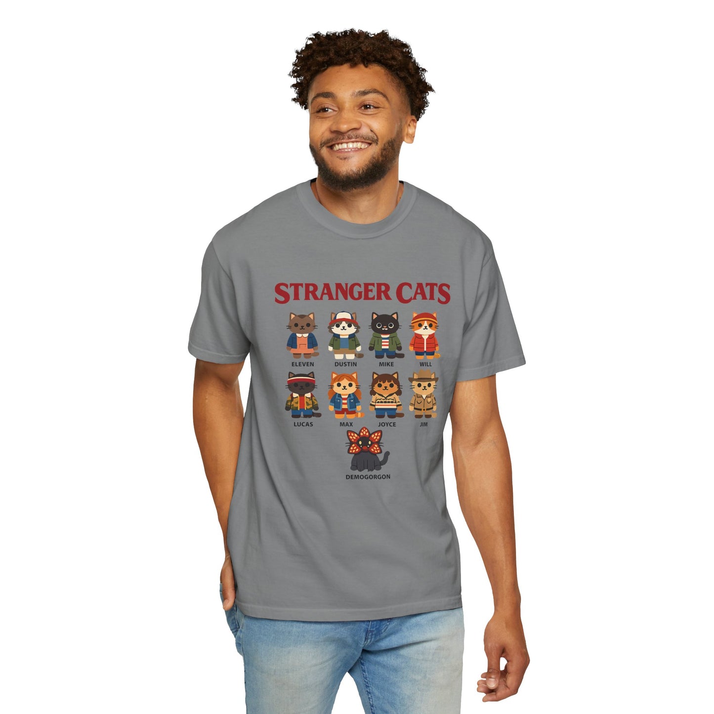 Stranger Cats T-Shirt — Cute Retro TV Character Cat Mashup Tee