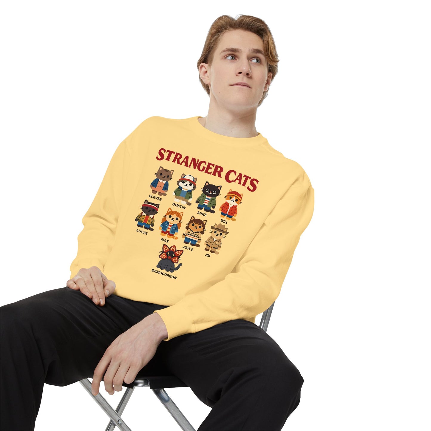 Stranger Cats Sweatshirt — Cute Retro Horror Movie Kitten Crewneck
