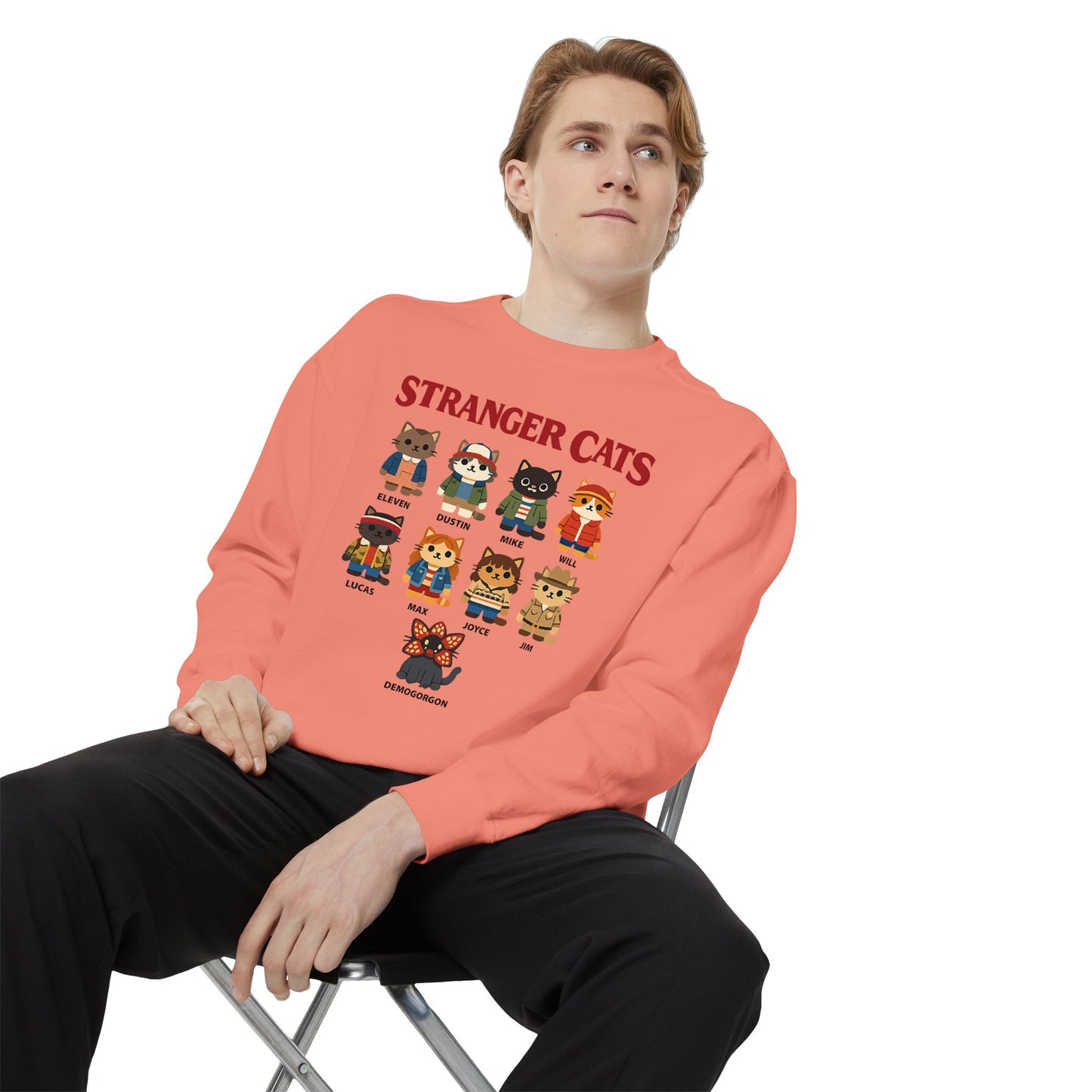 Stranger Cats Sweatshirt — Cute Retro Horror Movie Kitten Crewneck