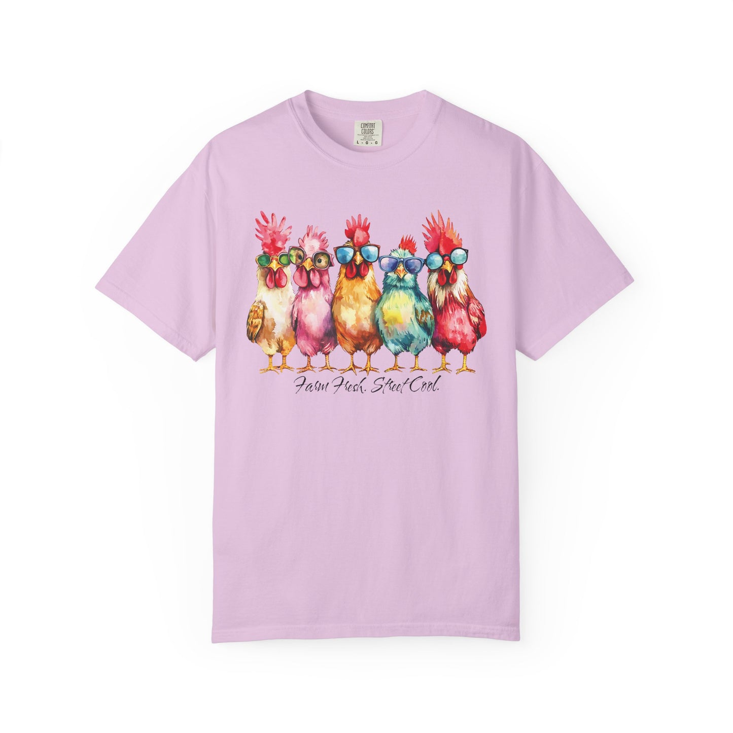 Colorful Chicken Crew T-Shirt — 'Farm Fresh. Street Cool' Graphic Tee