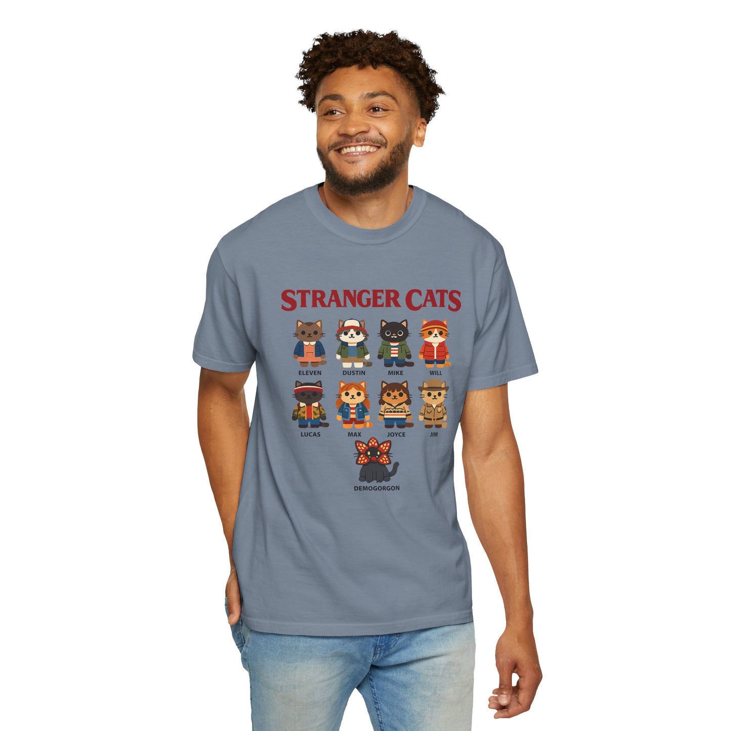 Stranger Cats T-Shirt — Cute Retro TV Character Cat Mashup Tee