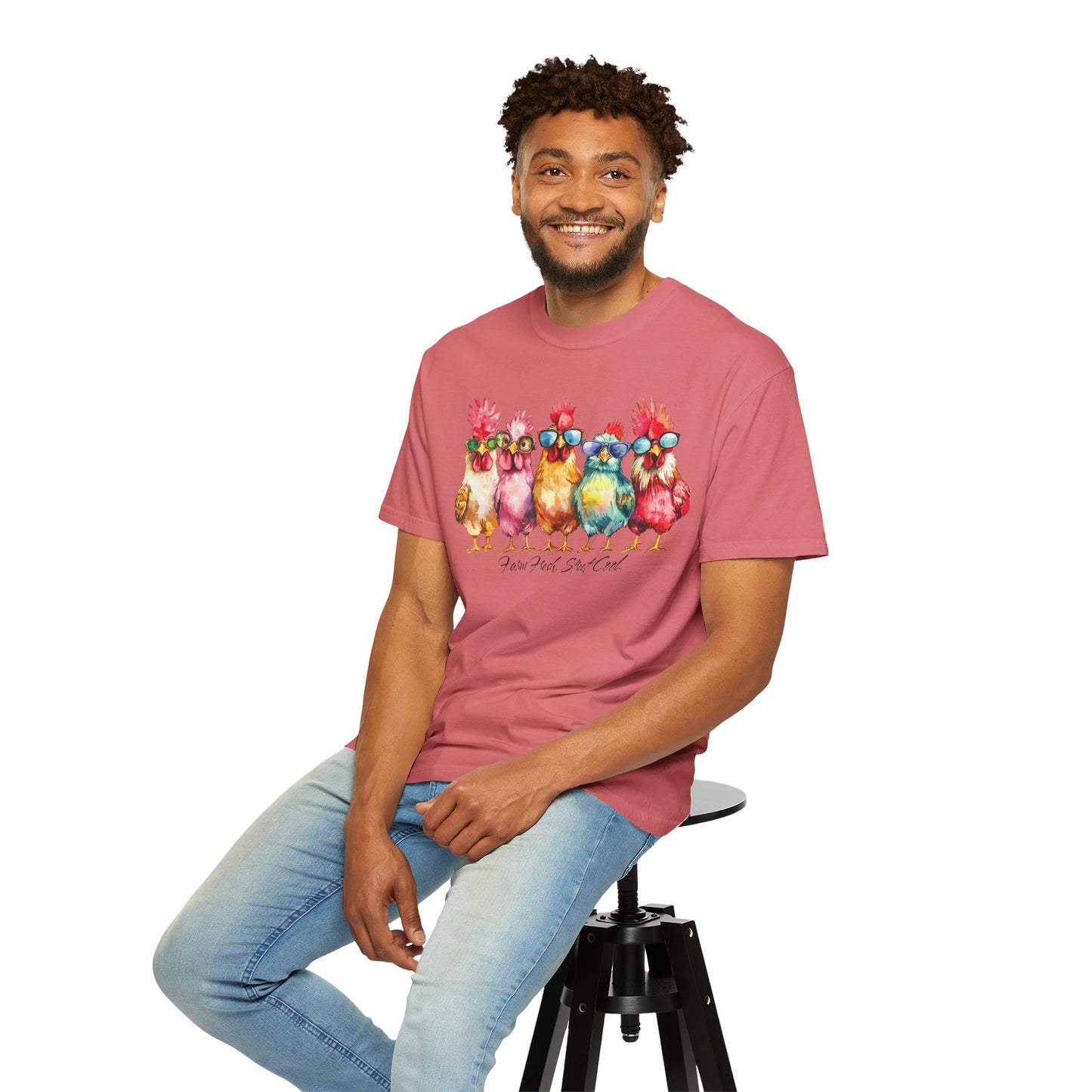 Colorful Chicken Crew T-Shirt — 'Farm Fresh. Street Cool' Graphic Tee