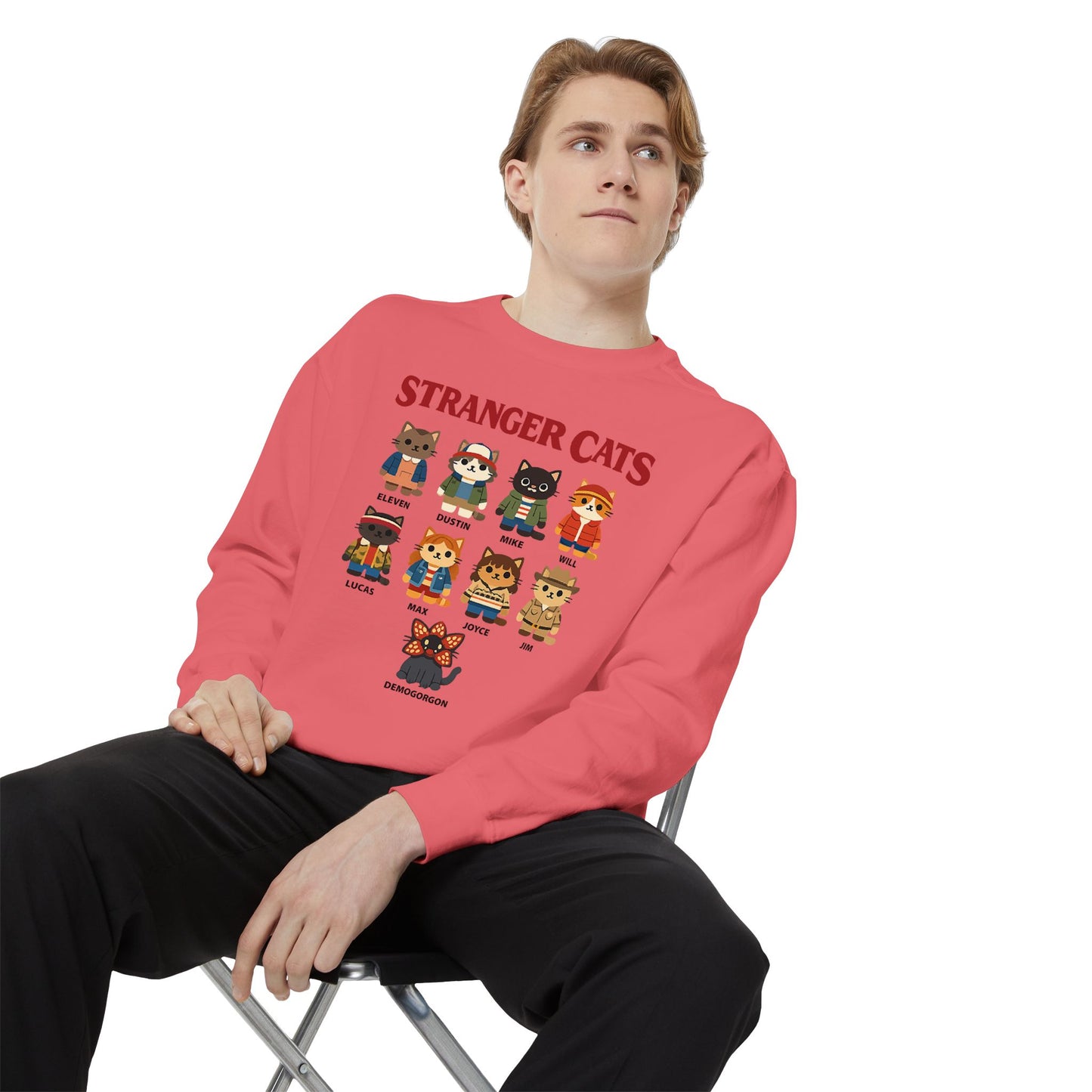 Stranger Cats Sweatshirt — Cute Retro Horror Movie Kitten Crewneck