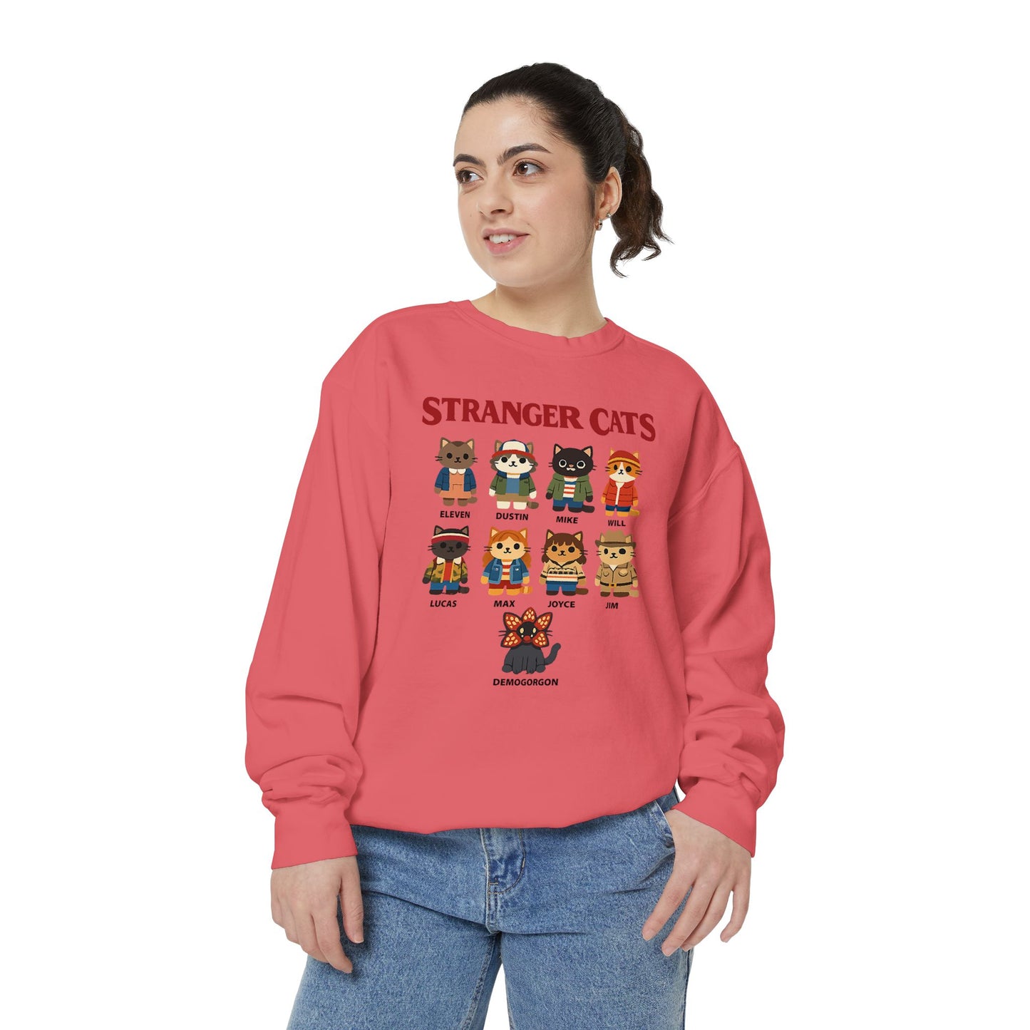 Stranger Cats Sweatshirt — Cute Retro Horror Movie Kitten Crewneck