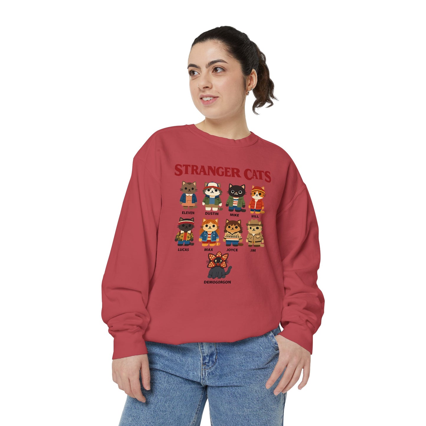 Stranger Cats Sweatshirt — Cute Retro Horror Movie Kitten Crewneck