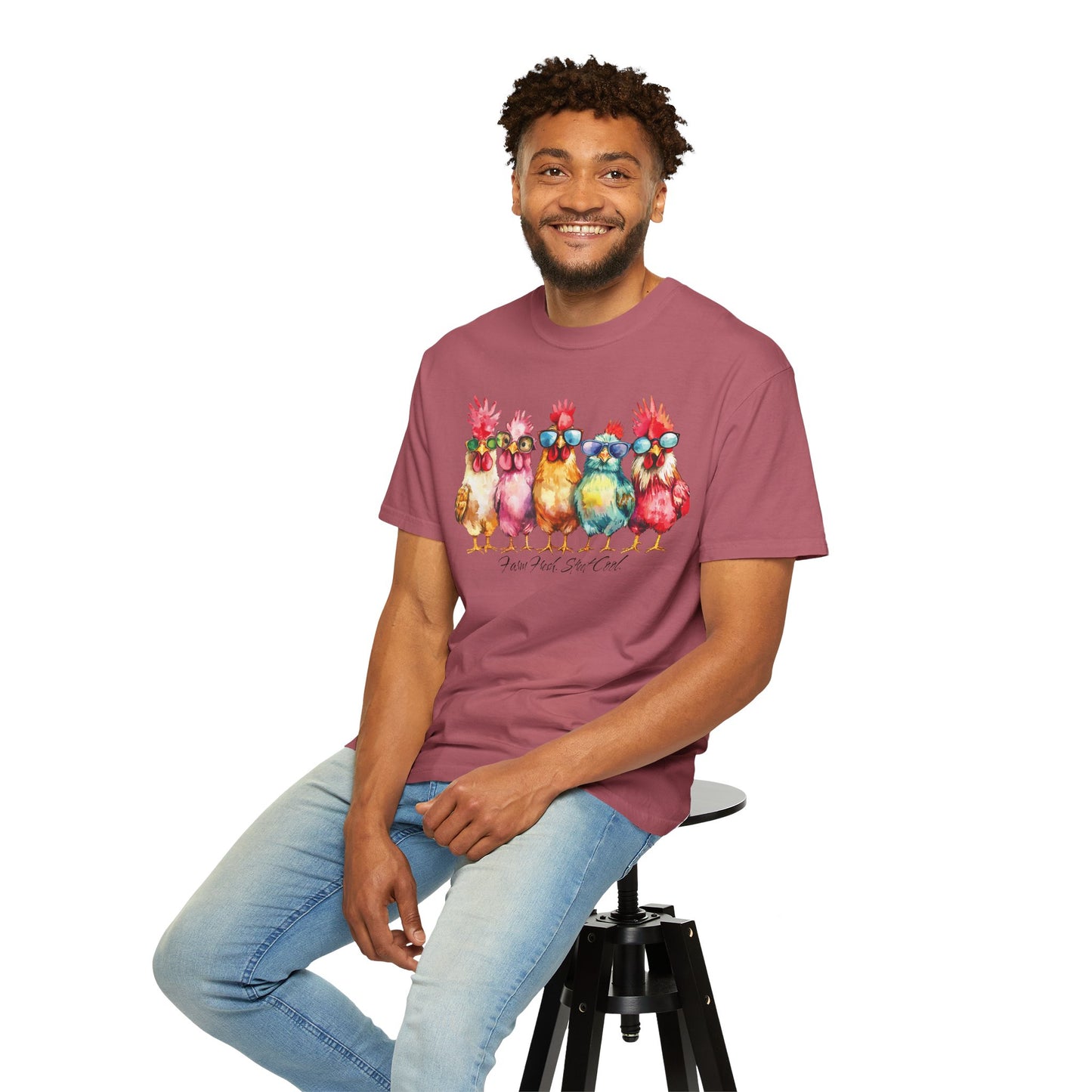 Colorful Chicken Crew T-Shirt — 'Farm Fresh. Street Cool' Graphic Tee