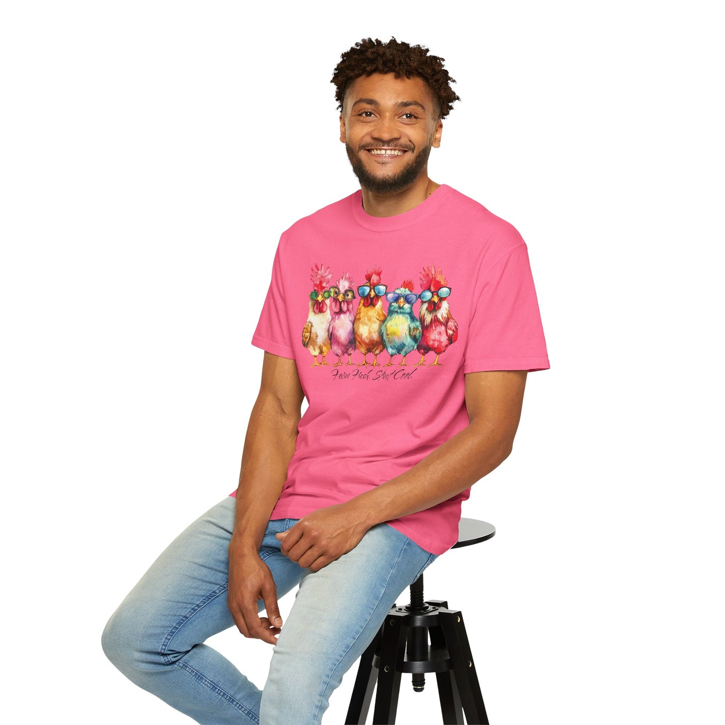 Colorful Chicken Crew T-Shirt — 'Farm Fresh. Street Cool' Graphic Tee