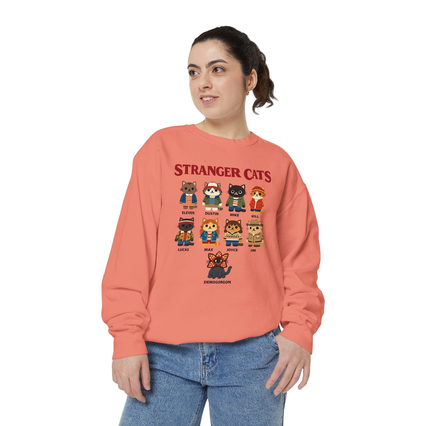 Stranger Cats Sweatshirt — Cute Retro Horror Movie Kitten Crewneck