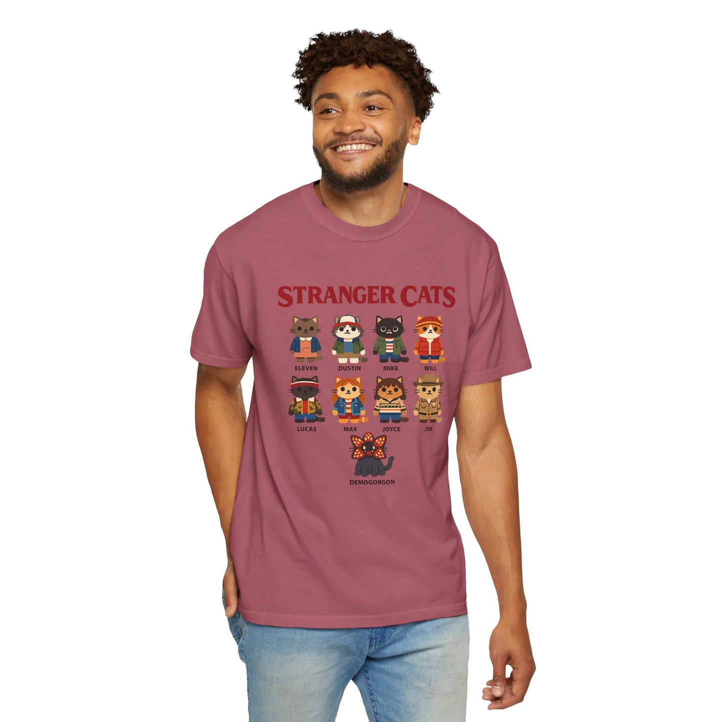 Stranger Cats T-Shirt — Cute Retro TV Character Cat Mashup Tee