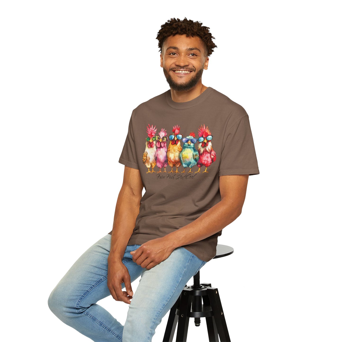 Colorful Chicken Crew T-Shirt — 'Farm Fresh. Street Cool' Graphic Tee