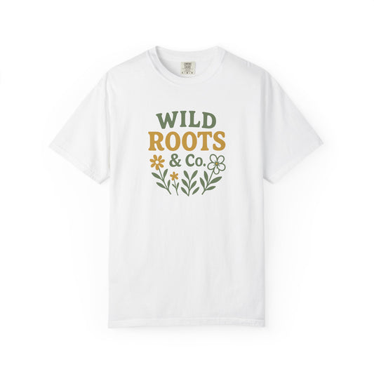 Wild Roots Co. Unisex Garment-Dyed T-shirt | Nature Lover Tee, Casual Wear, Gift for Gardeners, Earth Day Shirt, Boho Style Top